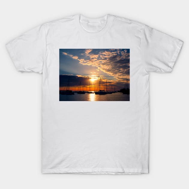 Sailing Boats at Sunset T-Shirt by GrahamPrentice